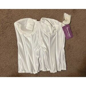 Dominique Juliette Corset Satin Strapless Womens 38B White 8950 New